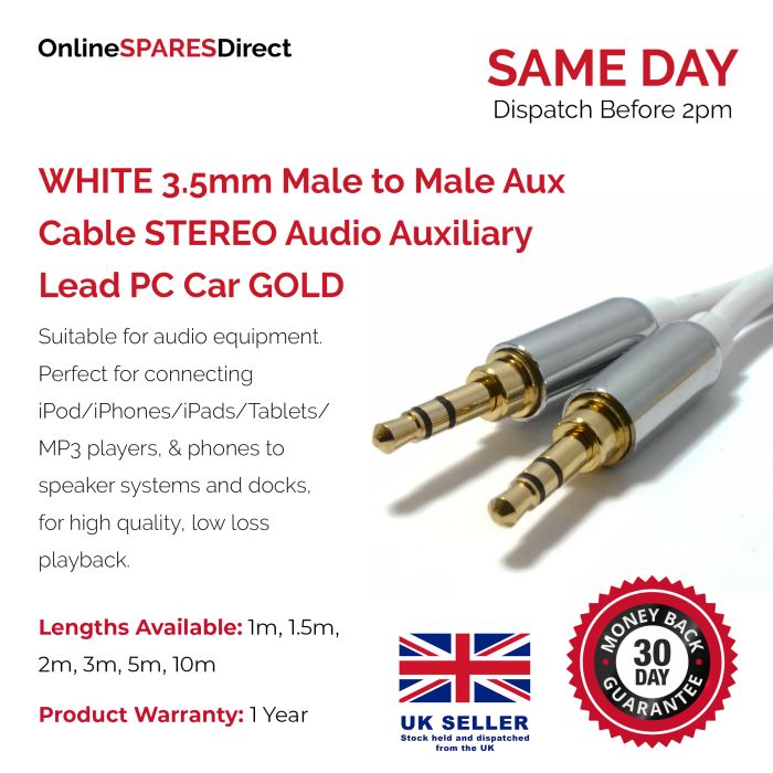 Stereo Cable AUX Jack Auxiliary Car Lead Male Audio Gold Plated 1m/2m/3m  3.5mm